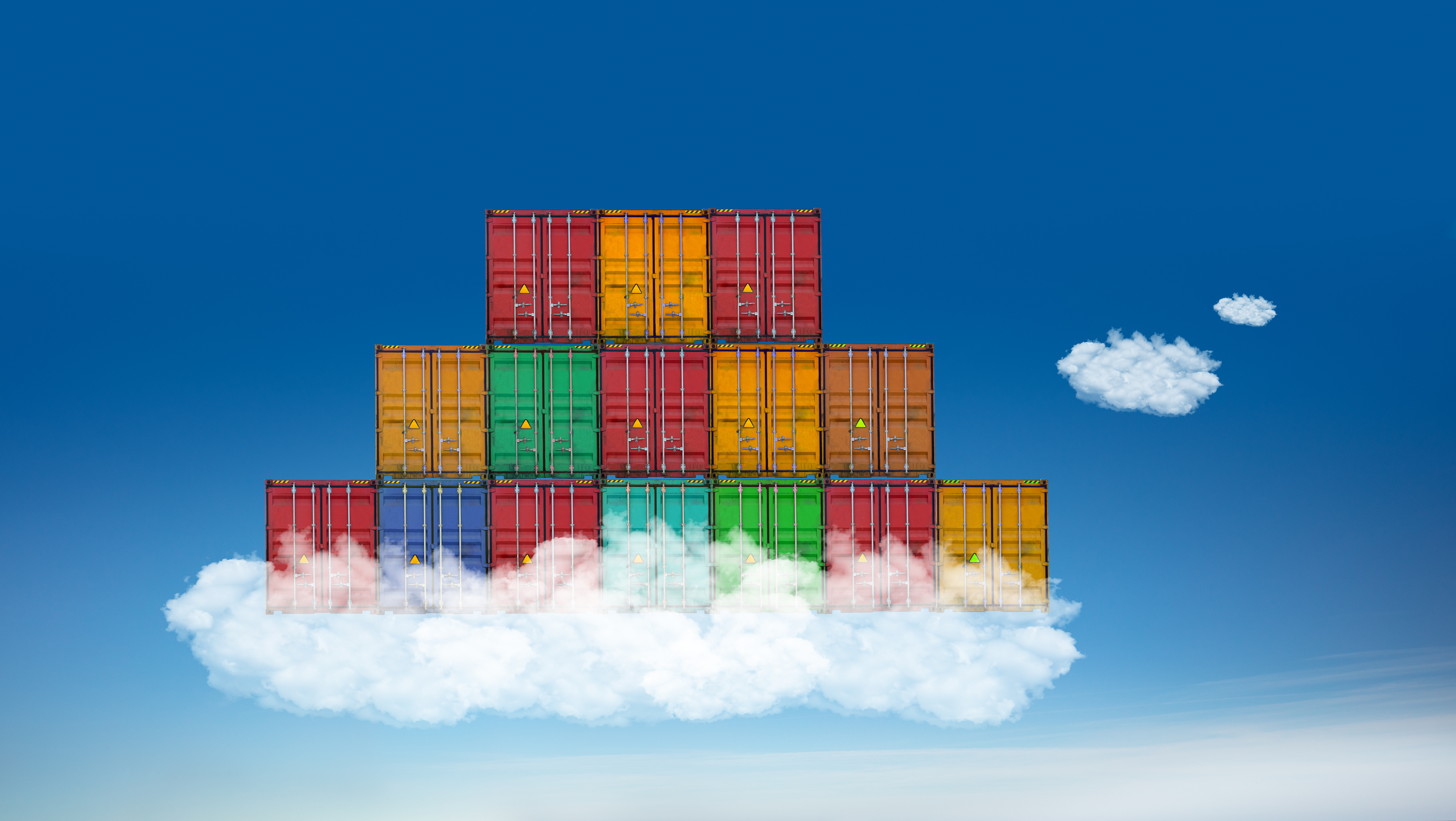 containers stacked on a cloud